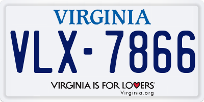 VA license plate VLX7866