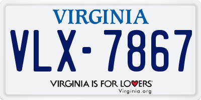 VA license plate VLX7867