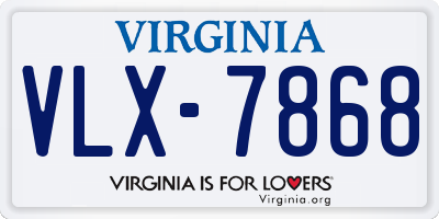 VA license plate VLX7868