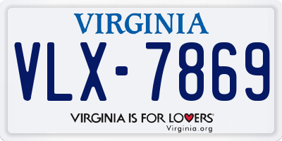 VA license plate VLX7869