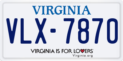 VA license plate VLX7870