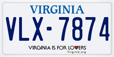 VA license plate VLX7874