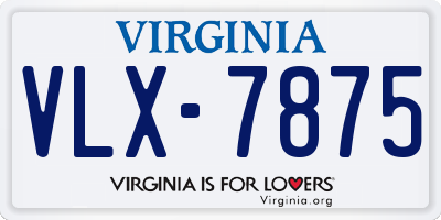 VA license plate VLX7875