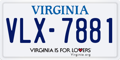 VA license plate VLX7881