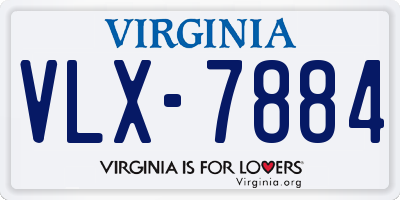 VA license plate VLX7884