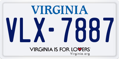 VA license plate VLX7887