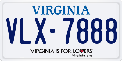 VA license plate VLX7888