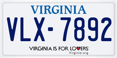 VA license plate VLX7892