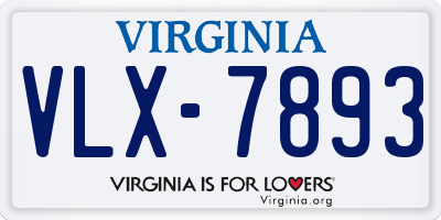 VA license plate VLX7893