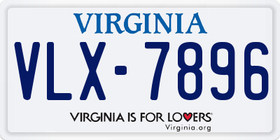 VA license plate VLX7896