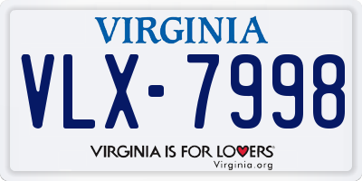 VA license plate VLX7998