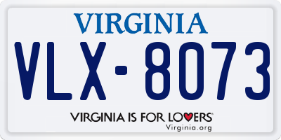 VA license plate VLX8073