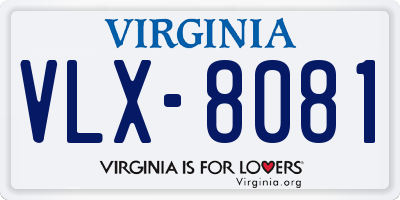 VA license plate VLX8081