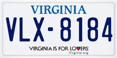 VA license plate VLX8184