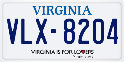 VA license plate VLX8204