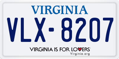 VA license plate VLX8207