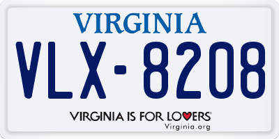 VA license plate VLX8208