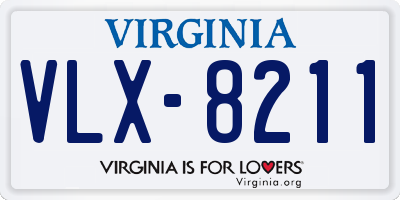 VA license plate VLX8211