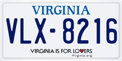 VA license plate VLX8216