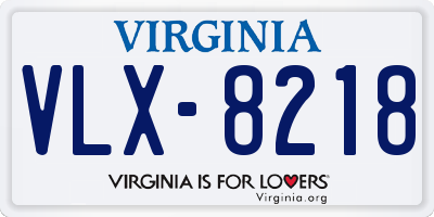 VA license plate VLX8218