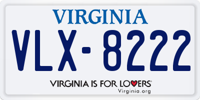 VA license plate VLX8222