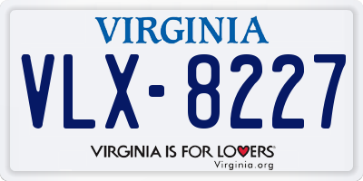 VA license plate VLX8227