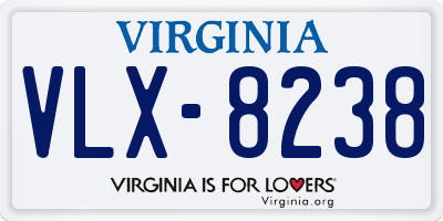 VA license plate VLX8238