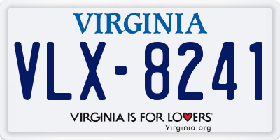 VA license plate VLX8241