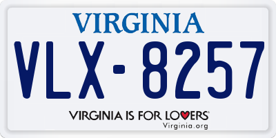 VA license plate VLX8257