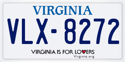 VA license plate VLX8272