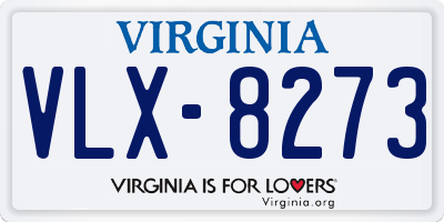 VA license plate VLX8273