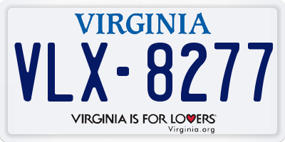 VA license plate VLX8277