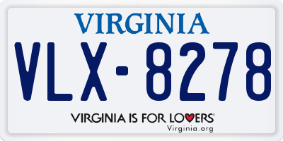 VA license plate VLX8278