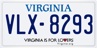 VA license plate VLX8293