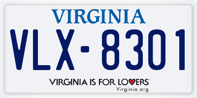 VA license plate VLX8301