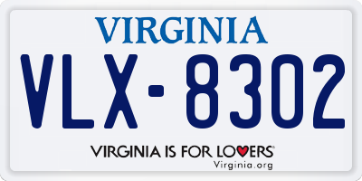 VA license plate VLX8302