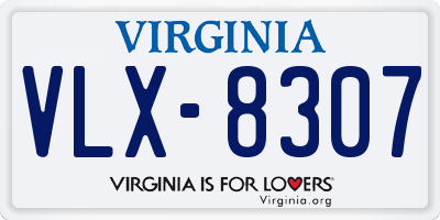 VA license plate VLX8307