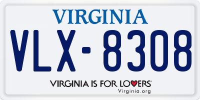 VA license plate VLX8308