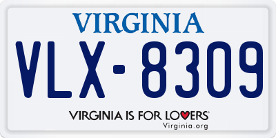 VA license plate VLX8309