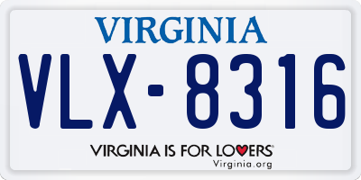 VA license plate VLX8316