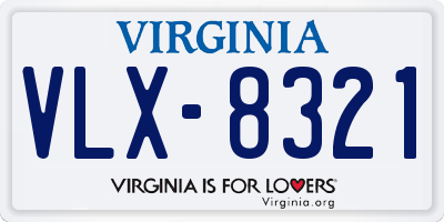 VA license plate VLX8321