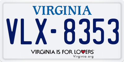 VA license plate VLX8353