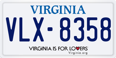 VA license plate VLX8358