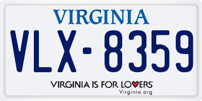 VA license plate VLX8359