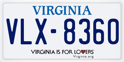 VA license plate VLX8360