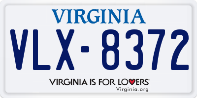 VA license plate VLX8372