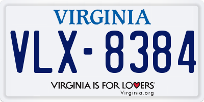 VA license plate VLX8384