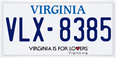 VA license plate VLX8385