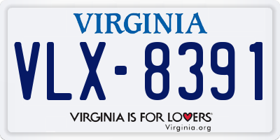 VA license plate VLX8391