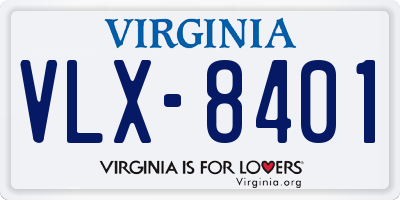 VA license plate VLX8401